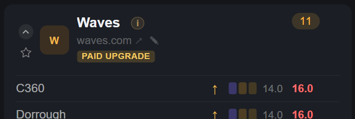 Waves vendor card carrying a single PAID UPGRADE badge