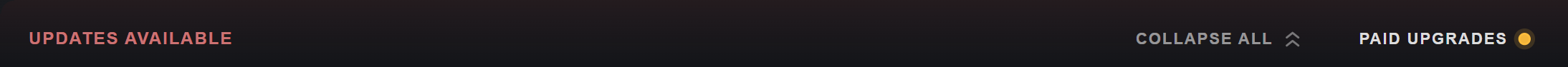 Updates Available section header with Collapse all and the Paid Upgrades switch on the right