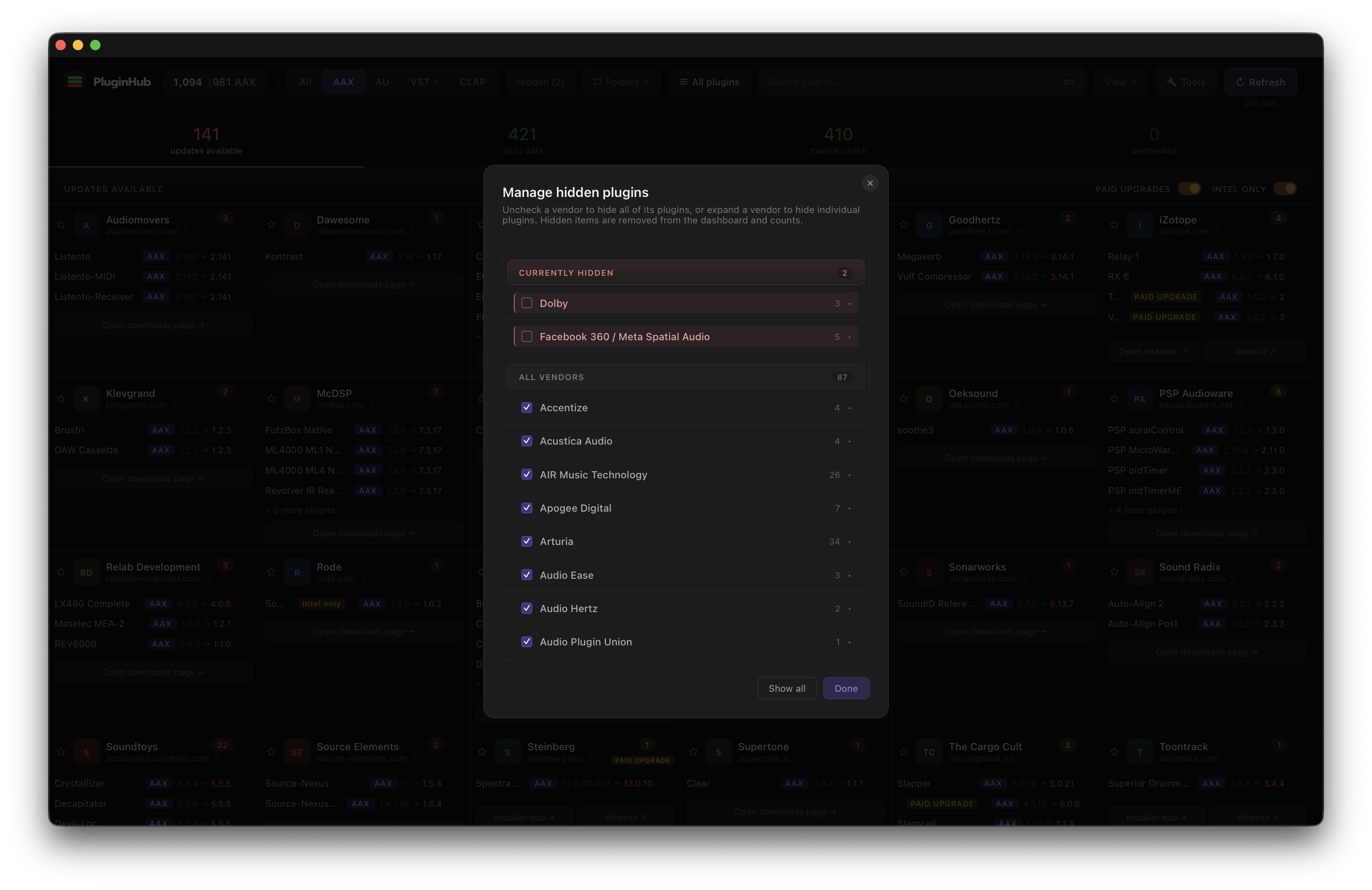 PluginHub — hidden plugins view