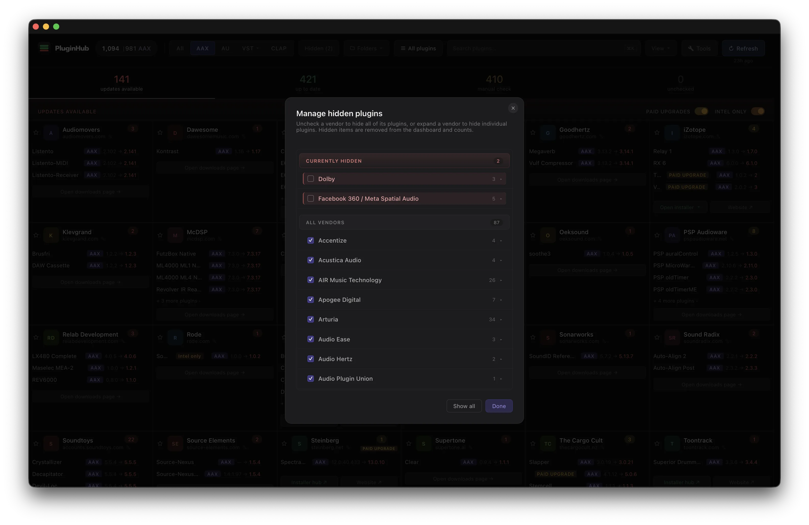 PluginHub — hidden plugins view