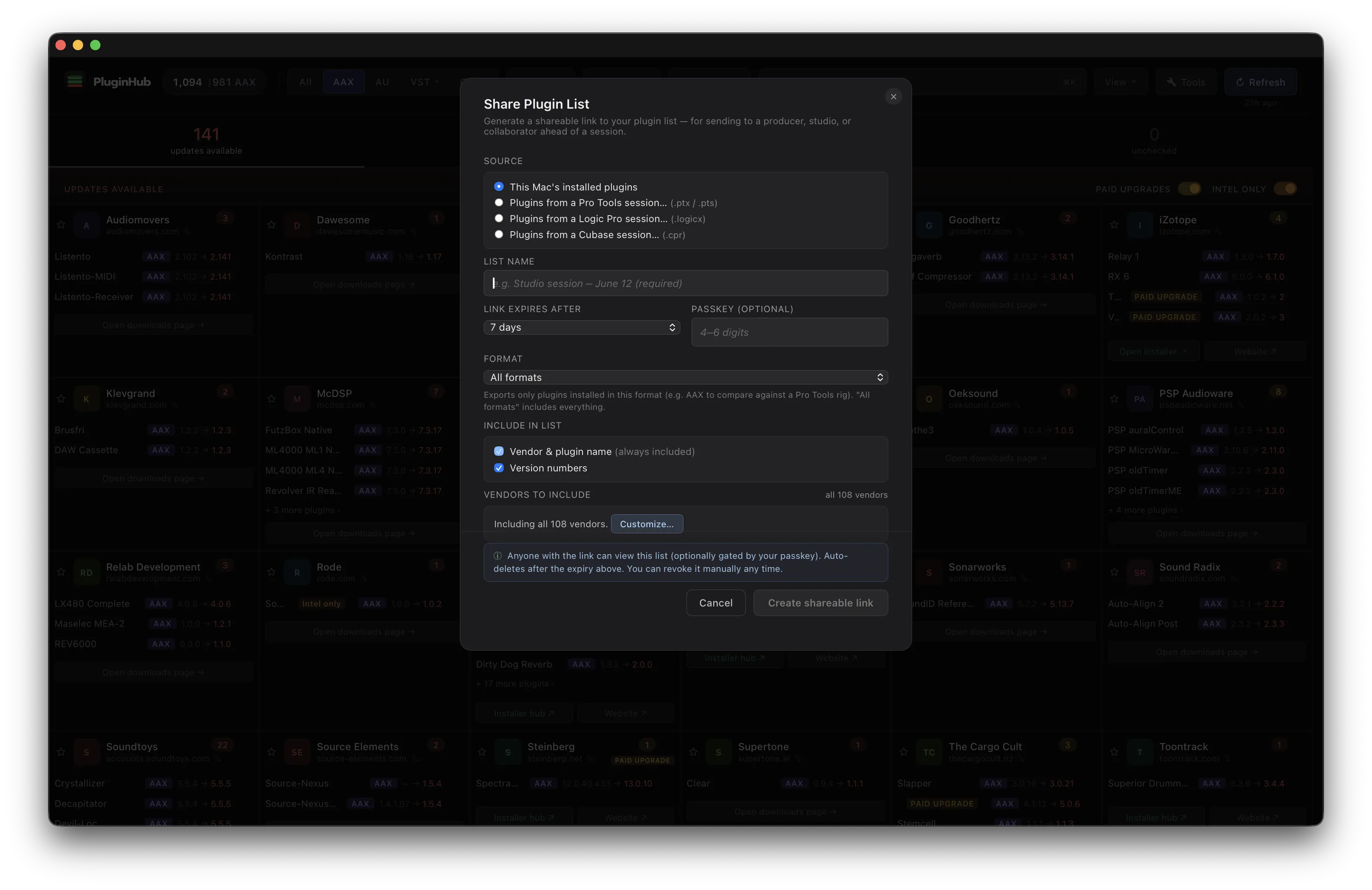 PluginHub — share plugin list view